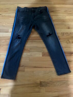 Rue21 Black Slim Jeans with Blue Side Stripe